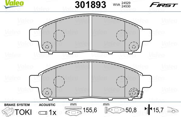 Valeo 301893 - Гальмівні колодки, дискові гальма autocars.com.ua