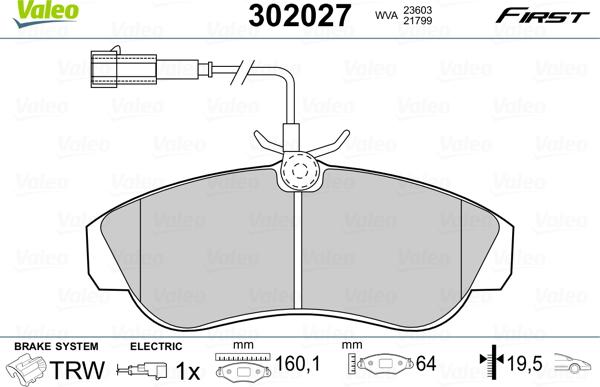 Valeo 302027 - Тормозные колодки, дисковые, комплект avtokuzovplus.com.ua