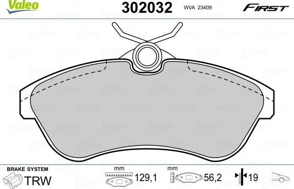 Valeo 302032 - Тормозные колодки, дисковые, комплект autodnr.net