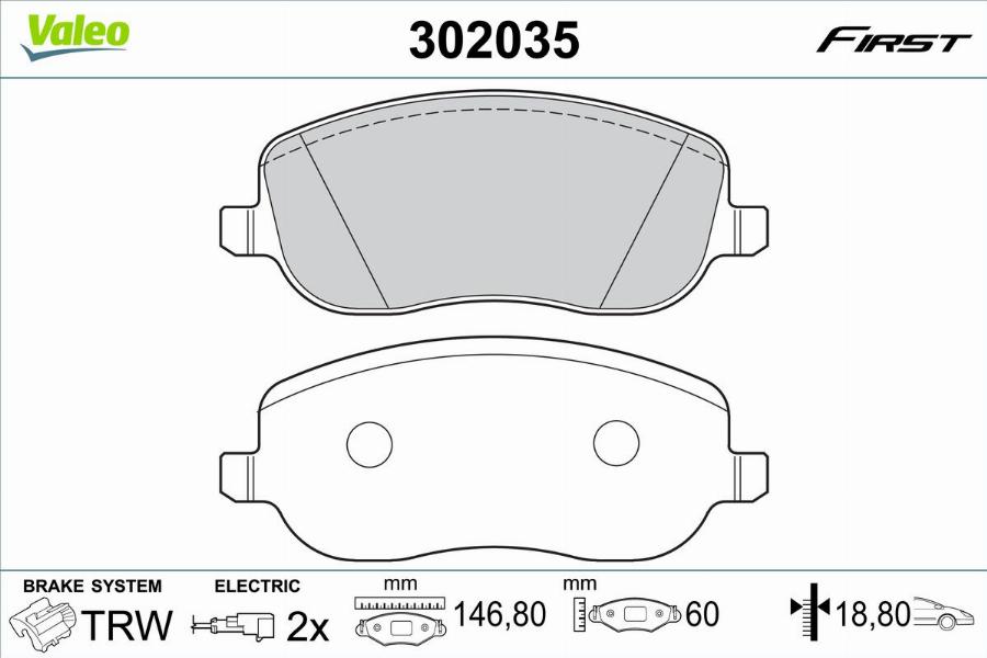 Valeo 302035 - Тормозные колодки, дисковые, комплект autodnr.net