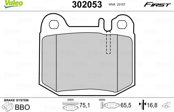 Valeo 302053 - Гальмівні колодки, дискові гальма autocars.com.ua