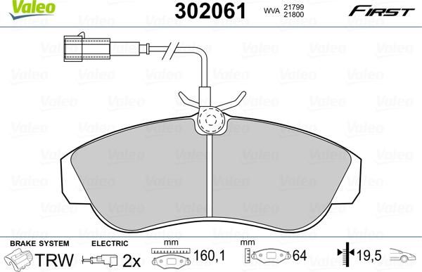 Valeo 302061 - Тормозные колодки, дисковые, комплект avtokuzovplus.com.ua