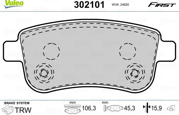 Valeo 302101 - Тормозные колодки, дисковые, комплект autodnr.net