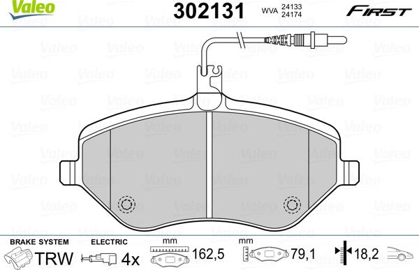 Valeo 302131 - Тормозные колодки, дисковые, комплект avtokuzovplus.com.ua