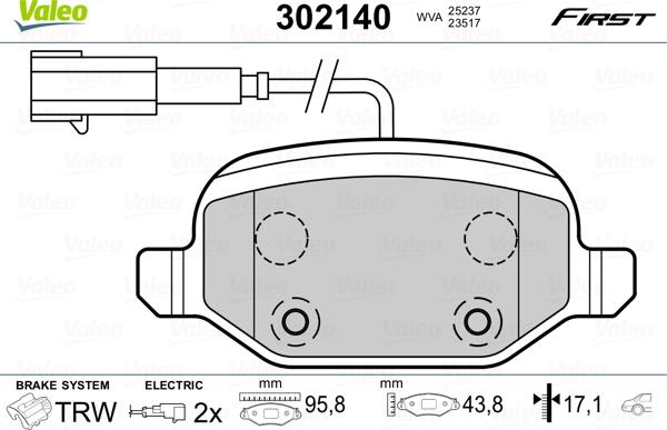 Valeo 302140 - Тормозные колодки, дисковые, комплект avtokuzovplus.com.ua