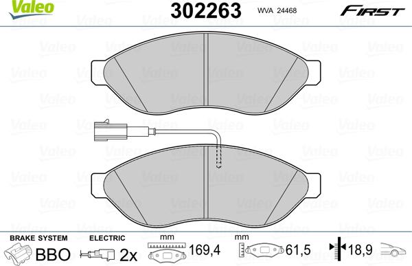 Valeo 302263 - Тормозные колодки, дисковые, комплект avtokuzovplus.com.ua