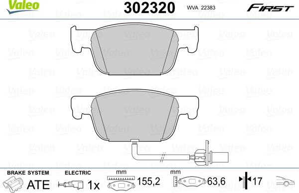 Valeo 302320 - Тормозные колодки, дисковые, комплект avtokuzovplus.com.ua