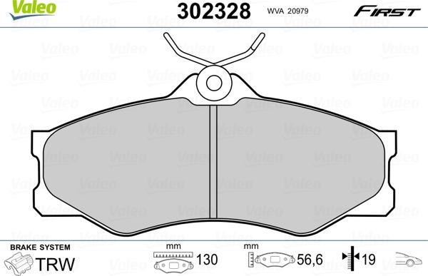 Valeo 302328 - Гальмівні колодки, дискові гальма autocars.com.ua