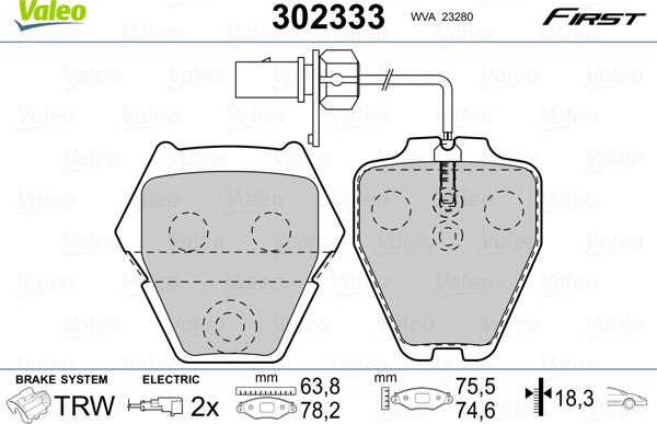 Valeo 302333 - Тормозные колодки, дисковые, комплект autodnr.net