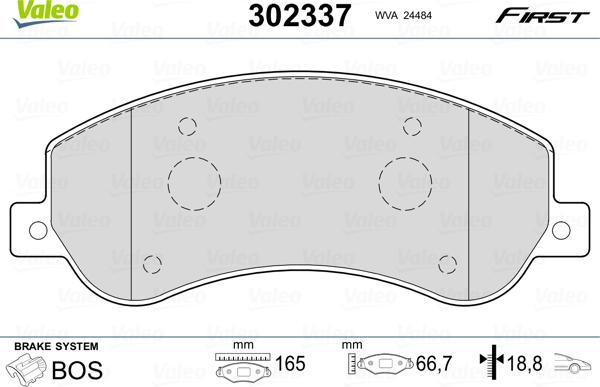 Valeo 302337 - Гальмівні колодки, дискові гальма autocars.com.ua