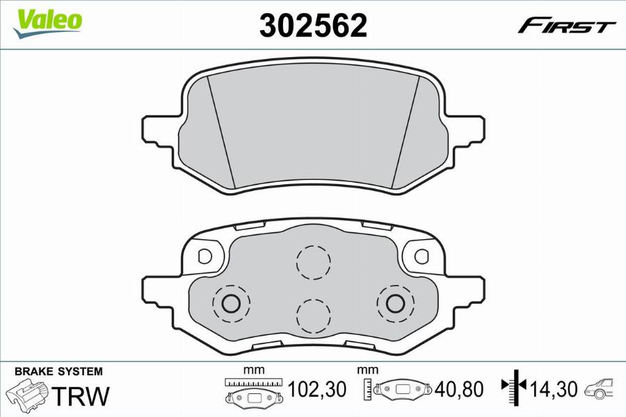 Valeo 302562 - Тормозные колодки, дисковые, комплект avtokuzovplus.com.ua