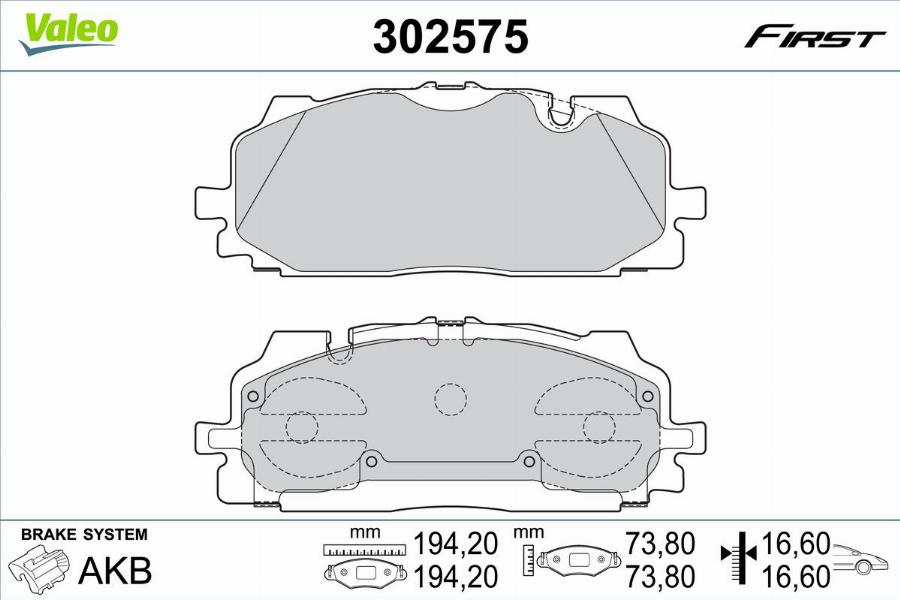 Valeo 302575 - Тормозные колодки, дисковые, комплект autodnr.net