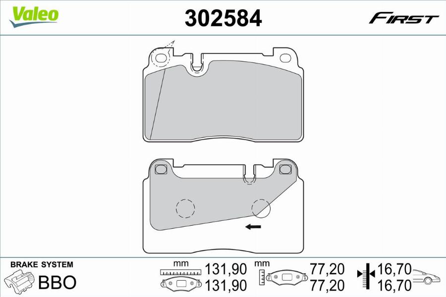 Valeo 302584 - Тормозные колодки, дисковые, комплект autodnr.net