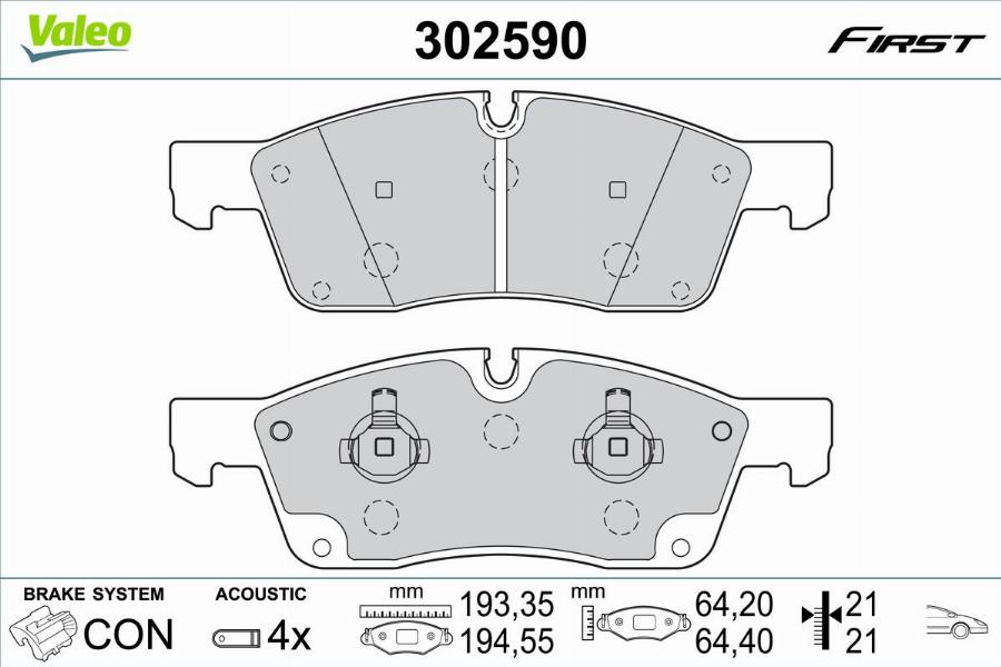 Valeo 302590 - Тормозные колодки, дисковые, комплект autodnr.net