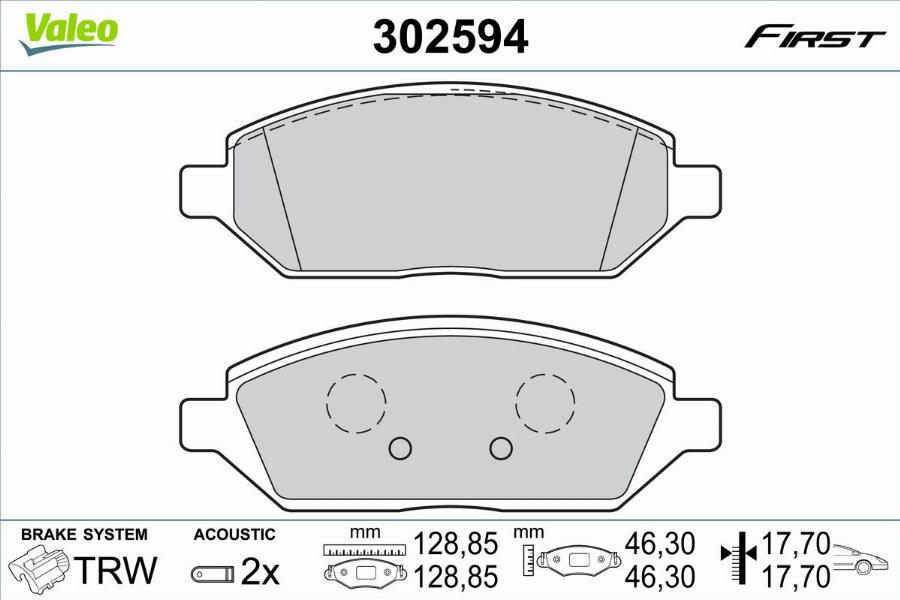 Valeo 302594 - Гальмівні колодки, дискові гальма autocars.com.ua