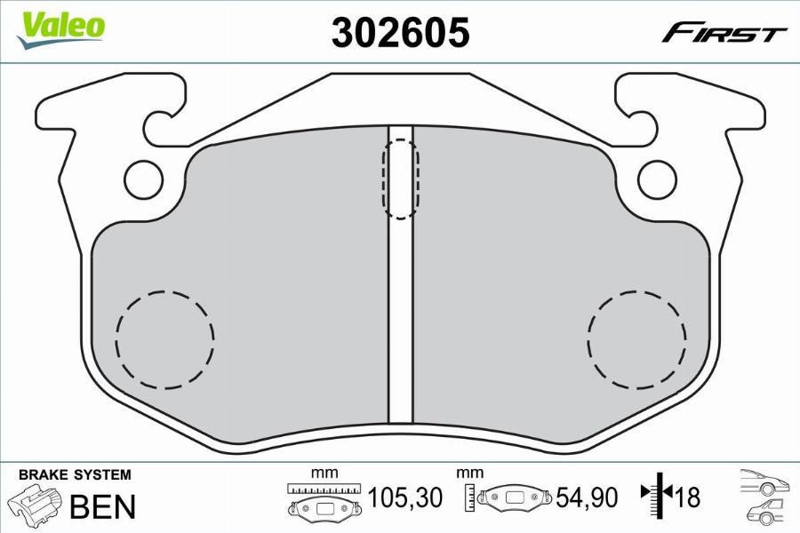 Valeo 302605 - Тормозные колодки, дисковые, комплект avtokuzovplus.com.ua