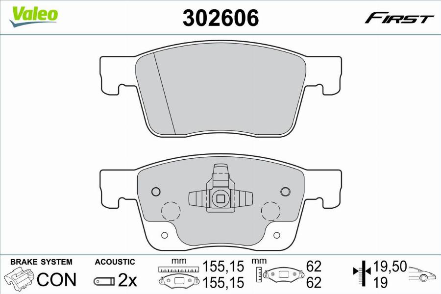 Valeo 302606 - Тормозные колодки, дисковые, комплект avtokuzovplus.com.ua