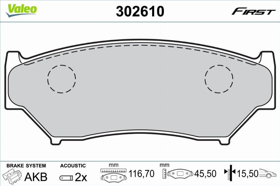 Valeo 302610 - Гальмівні колодки, дискові гальма autocars.com.ua