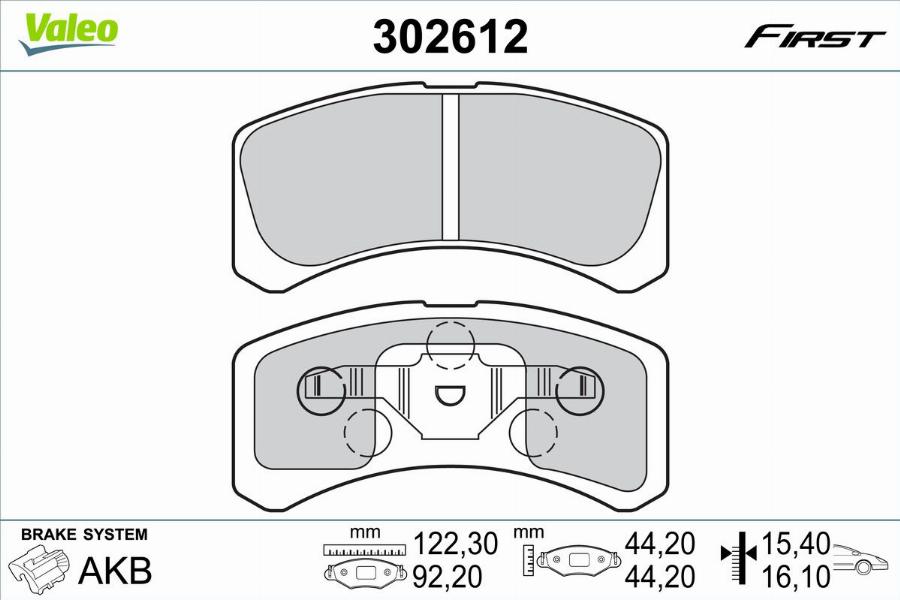 Valeo 302612 - Тормозные колодки, дисковые, комплект autodnr.net