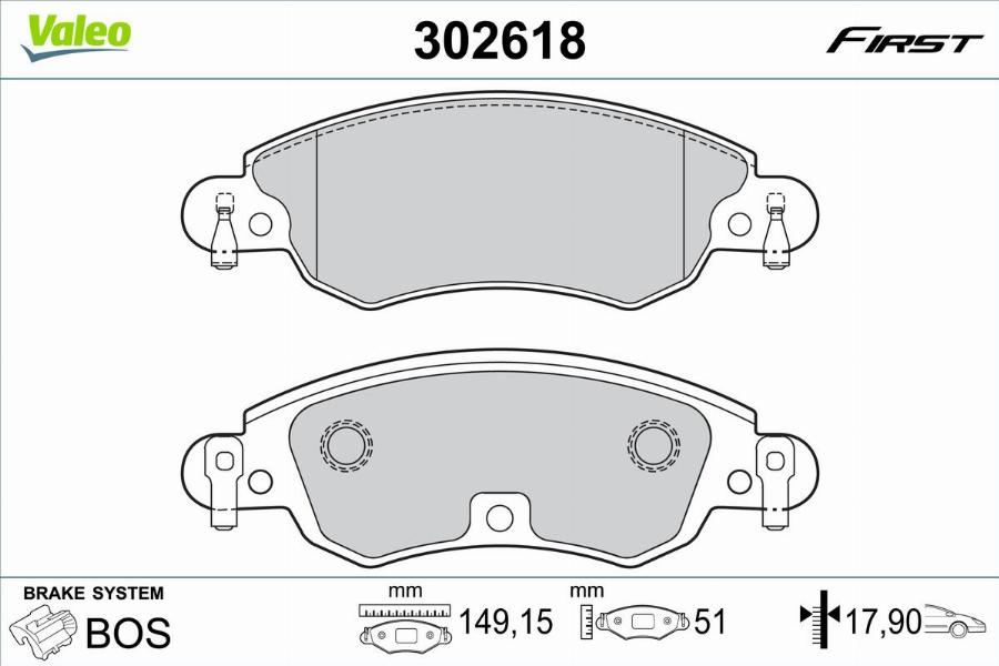 Valeo 302618 - Тормозные колодки, дисковые, комплект autodnr.net