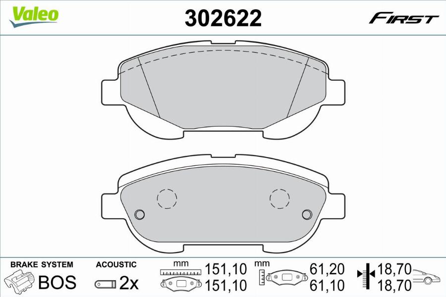 Valeo 302622 - Тормозные колодки, дисковые, комплект autodnr.net