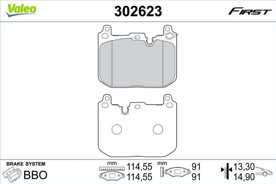 Valeo 302623 - Тормозные колодки, дисковые, комплект avtokuzovplus.com.ua