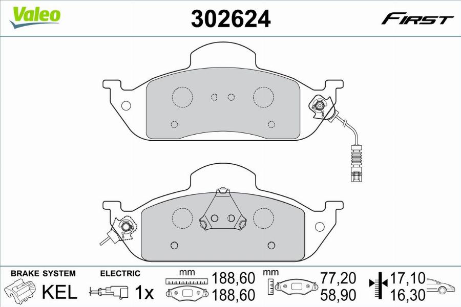 Valeo 302624 - Тормозные колодки, дисковые, комплект autodnr.net