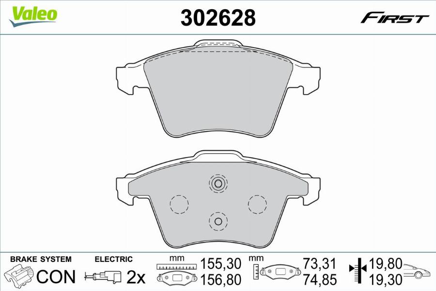 Valeo 302628 - Тормозные колодки, дисковые, комплект autodnr.net