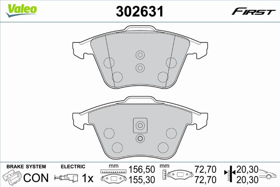 Valeo 302631 - Тормозные колодки, дисковые, комплект autodnr.net