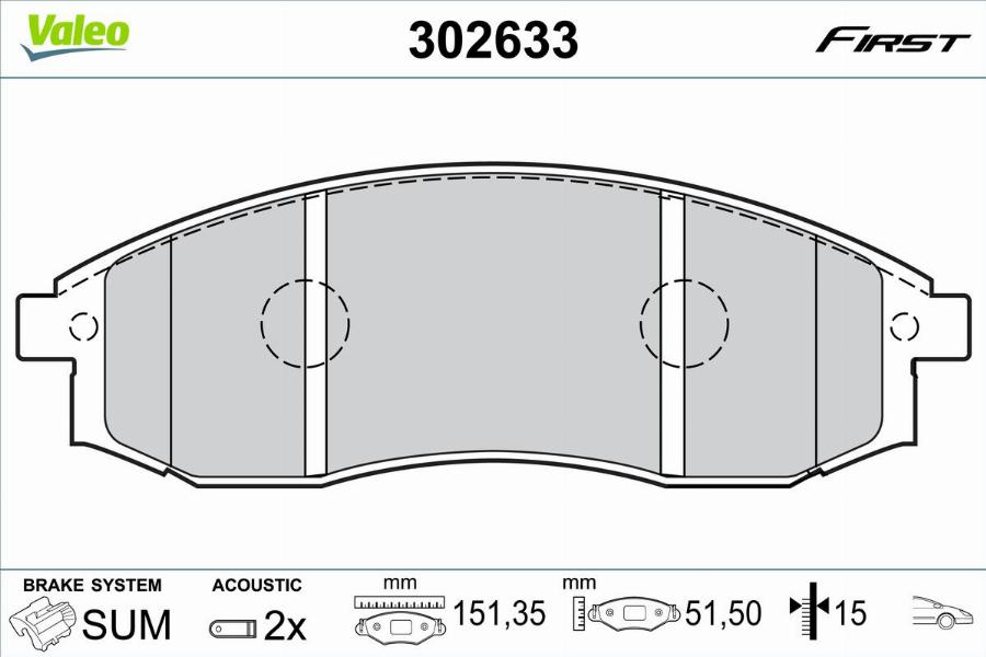 Valeo 302633 - Тормозные колодки, дисковые, комплект autodnr.net