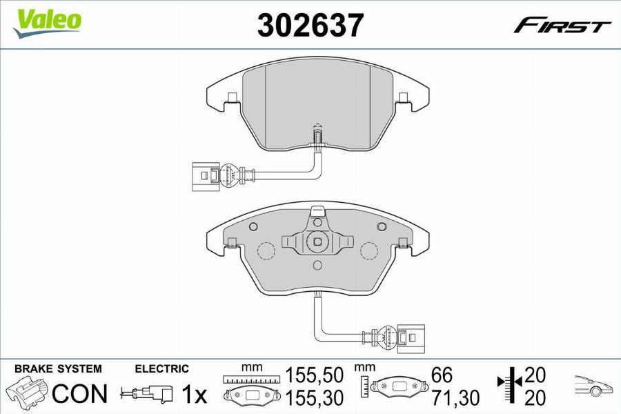 Valeo 302637 - Тормозные колодки, дисковые, комплект autodnr.net