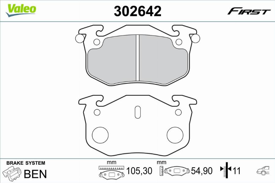 Valeo 302642 - Тормозные колодки, дисковые, комплект autodnr.net