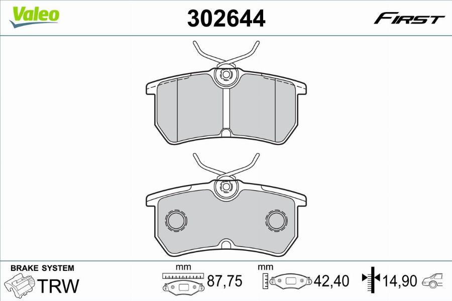 Valeo 302644 - Тормозные колодки, дисковые, комплект avtokuzovplus.com.ua