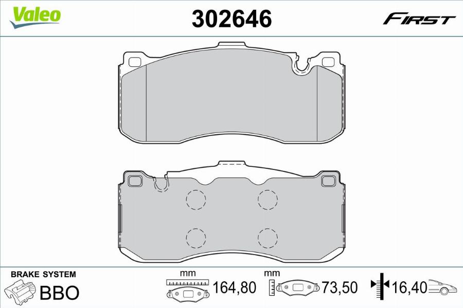 Valeo 302646 - Тормозные колодки, дисковые, комплект autodnr.net