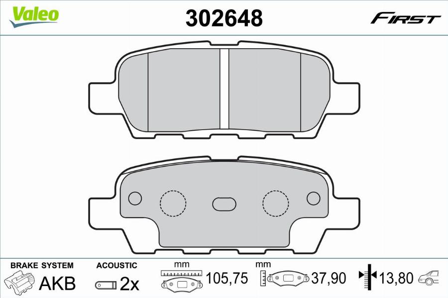 Valeo 302648 - Тормозные колодки, дисковые, комплект autodnr.net