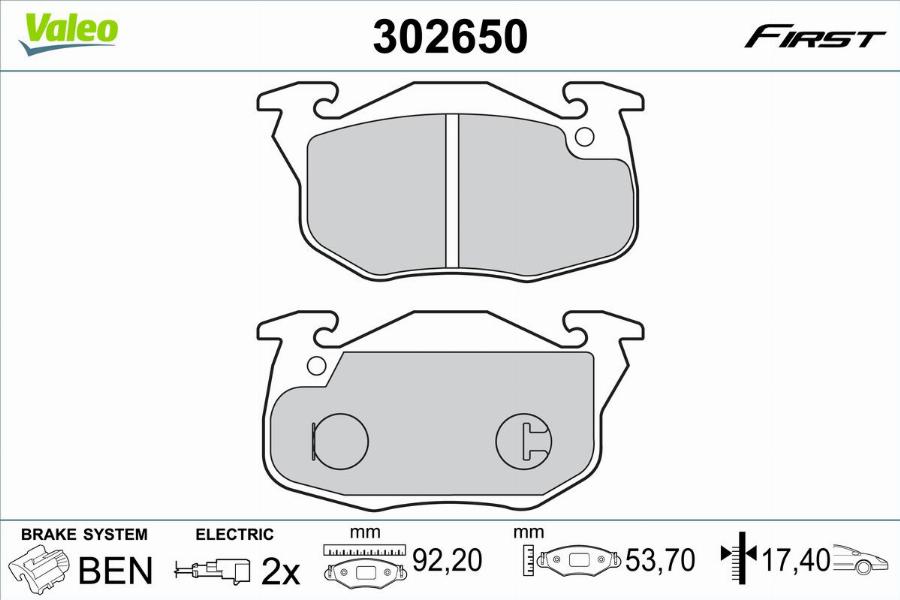 Valeo 302650 - Тормозные колодки, дисковые, комплект autodnr.net