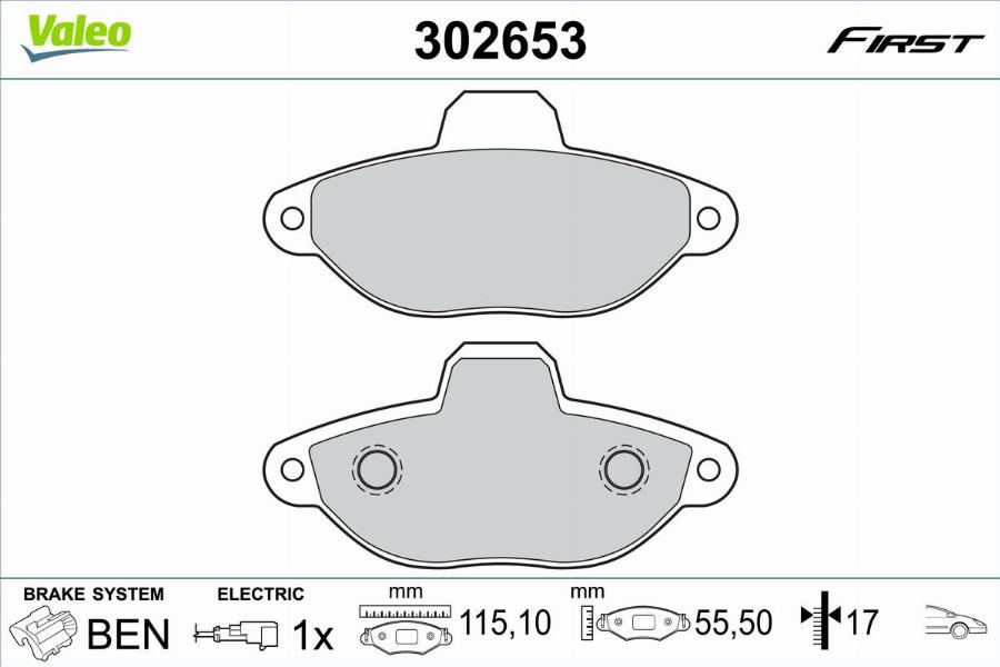 Valeo 302653 - Тормозные колодки, дисковые, комплект autodnr.net