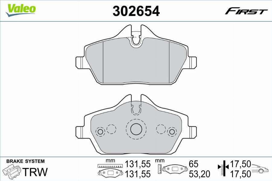 Valeo 302654 - Тормозные колодки, дисковые, комплект autodnr.net