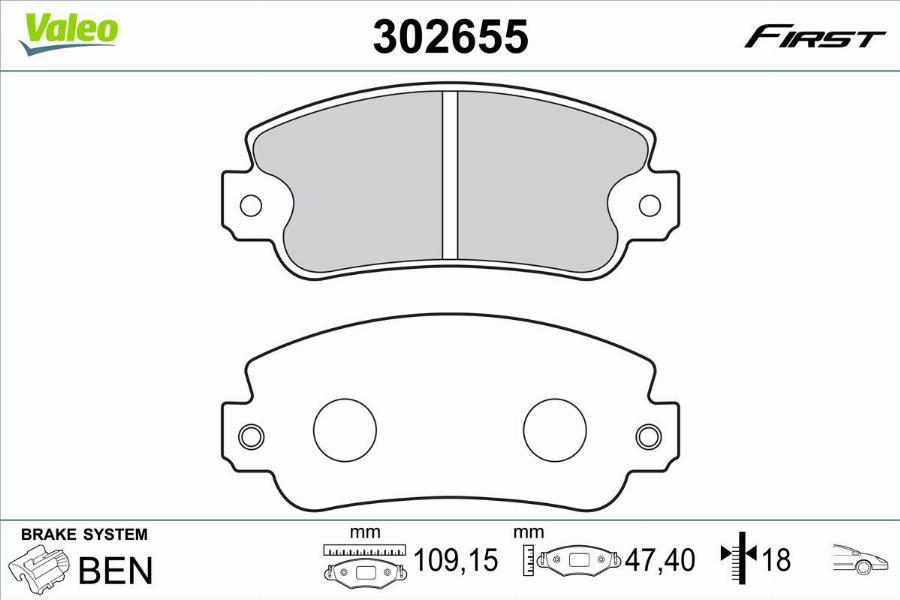 Valeo 302655 - Тормозные колодки, дисковые, комплект autodnr.net