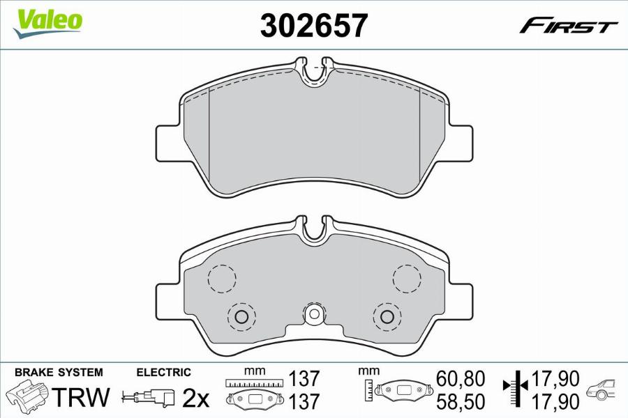 Valeo 302657 - Тормозные колодки, дисковые, комплект autodnr.net