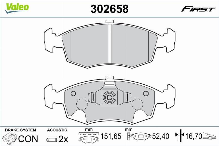 Valeo 302658 - Тормозные колодки, дисковые, комплект autodnr.net