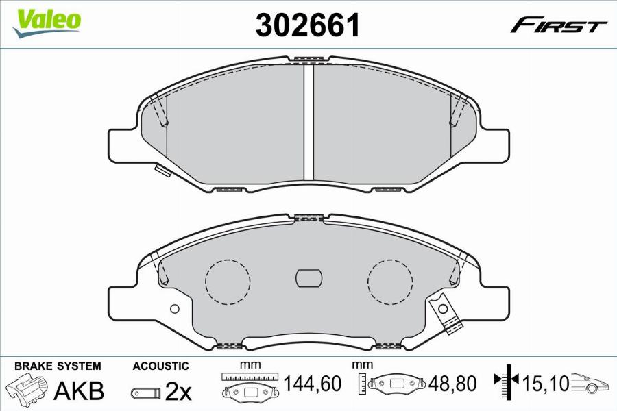 Valeo 302661 - Тормозные колодки, дисковые, комплект autodnr.net