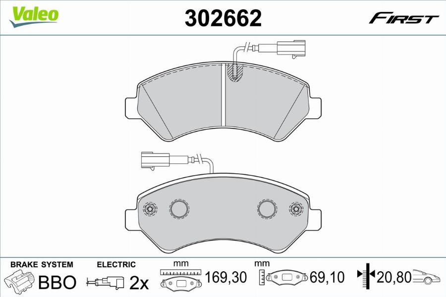 Valeo 302662 - Тормозные колодки, дисковые, комплект autodnr.net