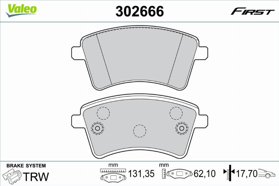 Valeo 302666 - Тормозные колодки, дисковые, комплект autodnr.net