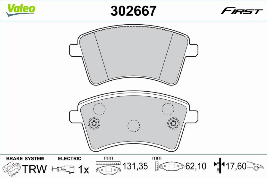 Valeo 302667 - Тормозные колодки, дисковые, комплект autodnr.net