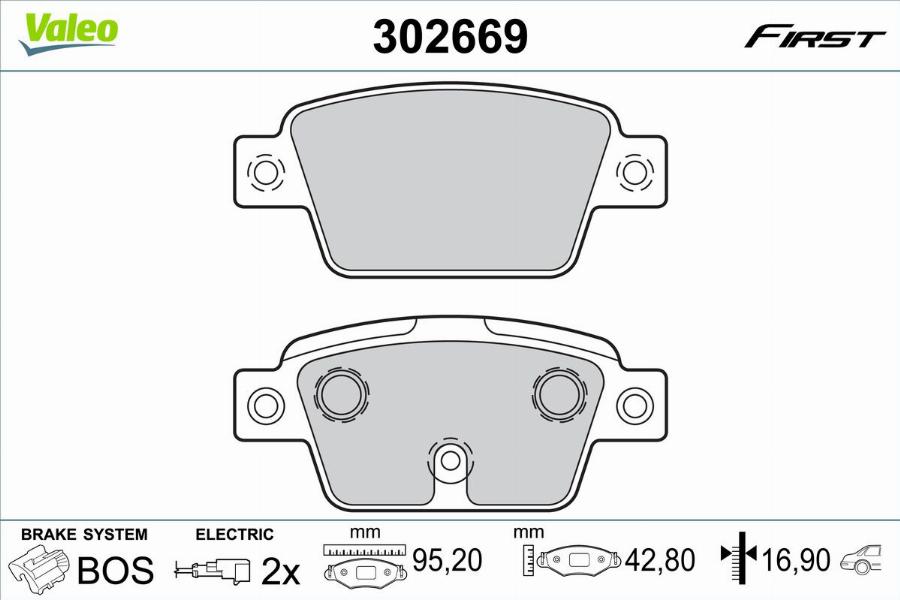 Valeo 302669 - Тормозные колодки, дисковые, комплект autodnr.net