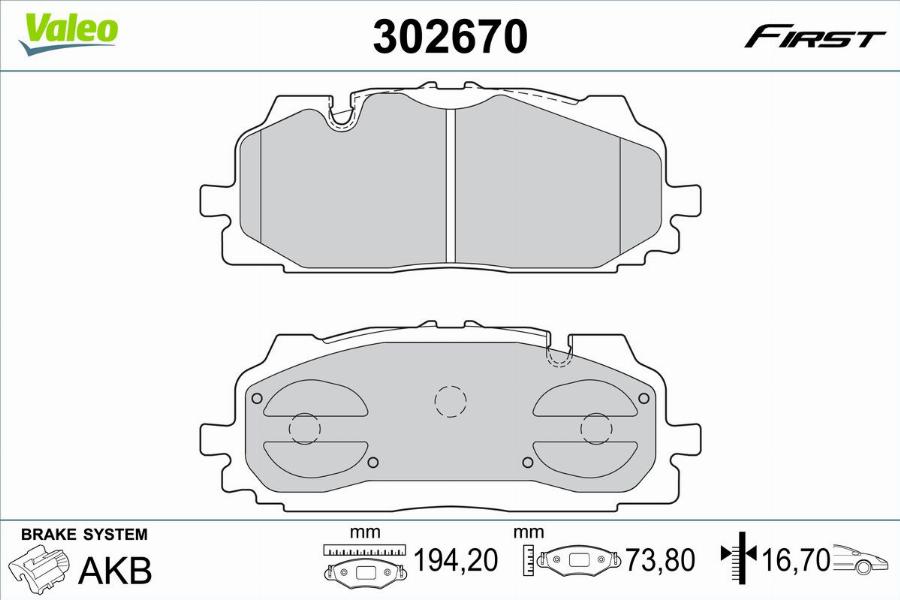 Valeo 302670 - Тормозные колодки, дисковые, комплект autodnr.net