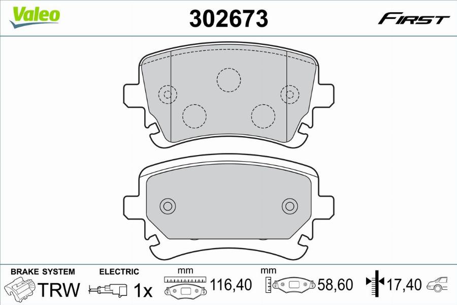 Valeo 302673 - Тормозные колодки, дисковые, комплект autodnr.net