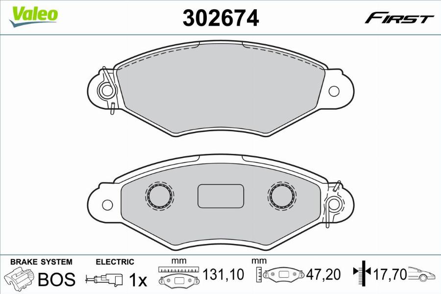 Valeo 302674 - Тормозные колодки, дисковые, комплект autodnr.net