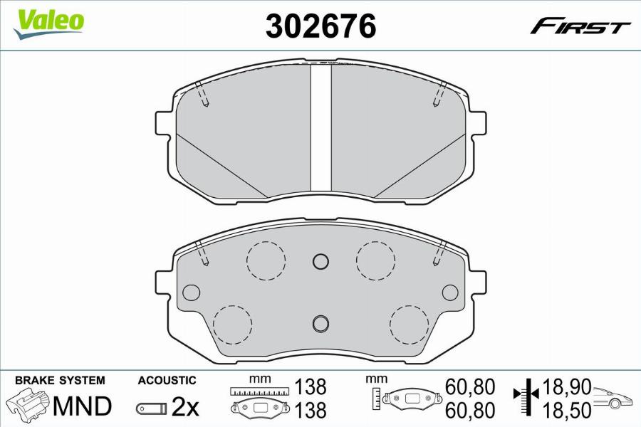 Valeo 302676 - Тормозные колодки, дисковые, комплект autodnr.net